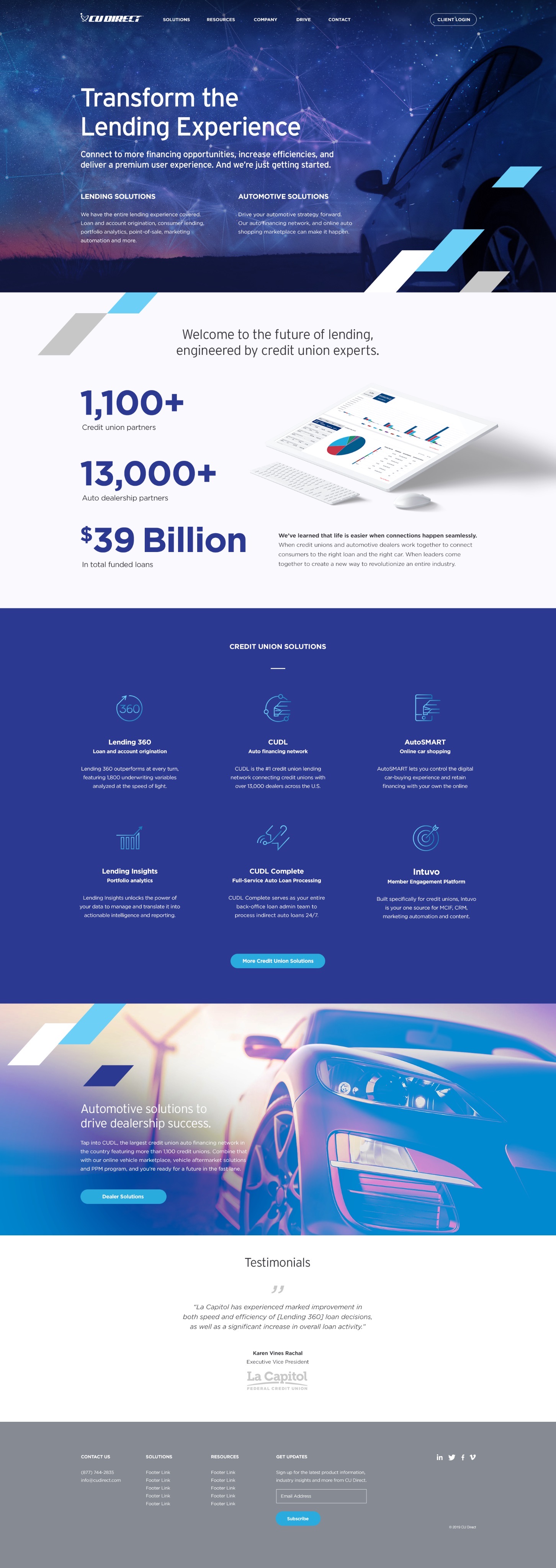 CU Direct responsive website screen